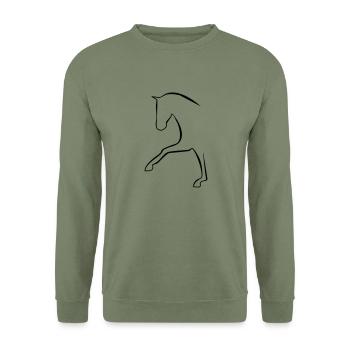Dressurpferd - Unisex Pullover - Armeegrün - Vorne - Alina (178cm) & Michal (187cm)