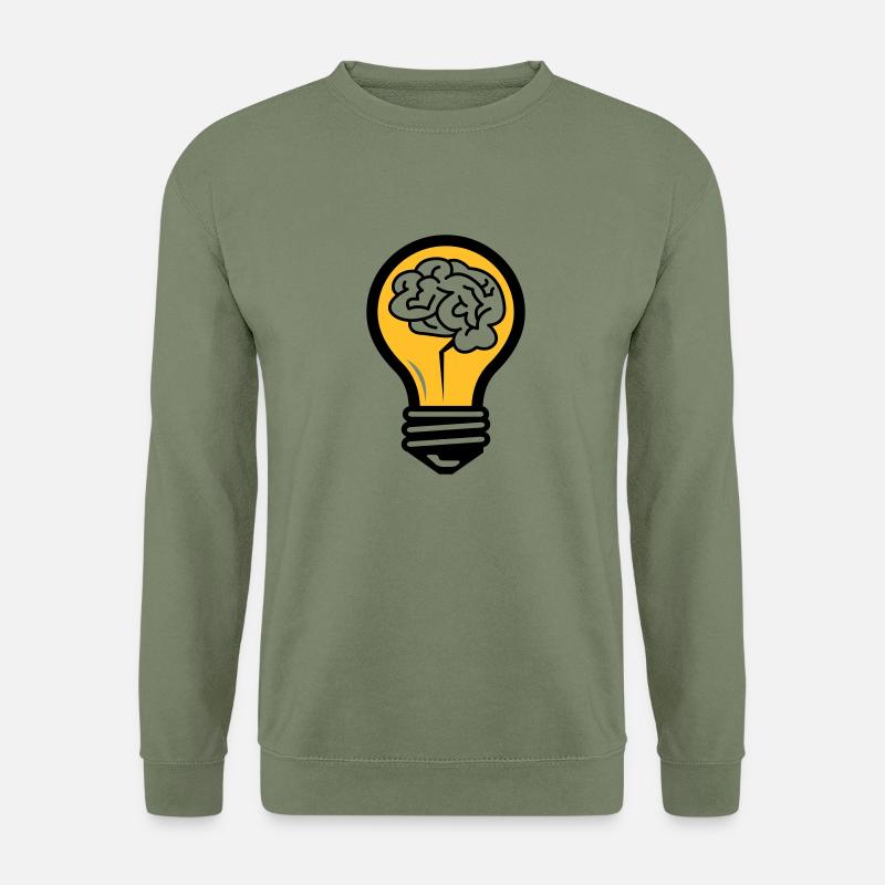 Glühbirne mit einem Gehirn - Unisex Pullover - Armeegrün