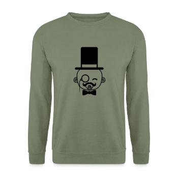 head face sir gentlemen gentleman mustache mustach - Unisex Sweatshirt - army green - Front - Alina (178cm) & Michal (187cm)