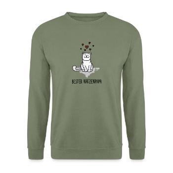 Best Cat Dad - Best Cat Dad - Cat Love - Unisex Sweatshirt - army green - Front - Alina (178cm) & Michal (187cm)