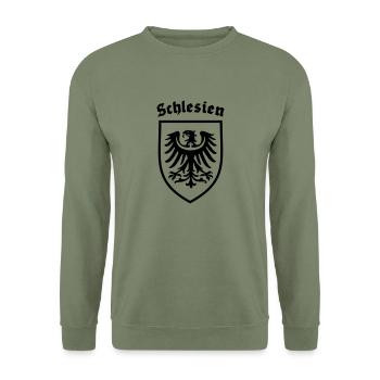 schlesien wappen schriftzug - Unisex Pullover - Armeegrün - Vorne - Alina (178cm) & Michal (187cm)