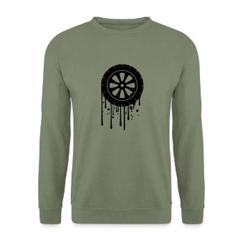 tire graffiti drip mechanic car driving fue - Unisex Sweatshirt - army green - Front - Alina (178cm) & Michal (187cm)