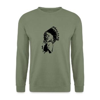 Indianer - Unisex Pullover - Armeegrün - Vorne - Alina (178cm) & Michal (187cm)