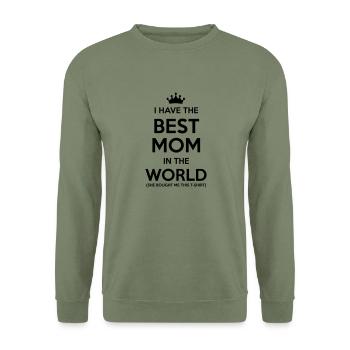 i have the best mom in the world - Unisex Pullover - Armeegrün - Vorne - Alina (178cm) & Michal (187cm)