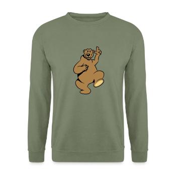 Bear happy funny - Unisex Sweatshirt - army green - Front - Alina (178cm) & Michal (187cm)