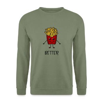 Frites Better Together 1 coordonnés pour le couple - Sweat-shirt Unisexe - vert militaire - Devant - Alina (178cm) & Michal (187cm)