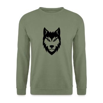 wolf - Unisex Sweatshirt - army green - Front - Alina (178cm) & Michal (187cm)