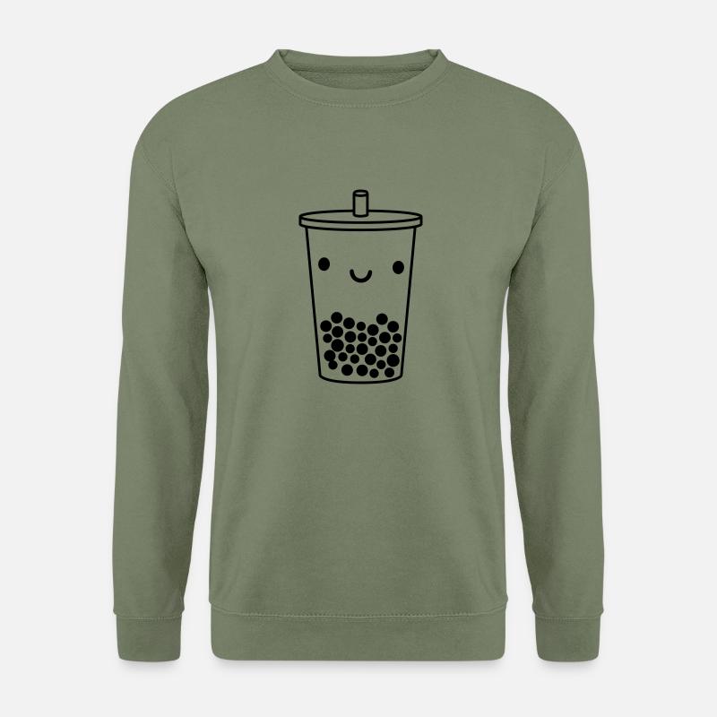 cute bubble tea mug - Unisex Sweatshirt - army green