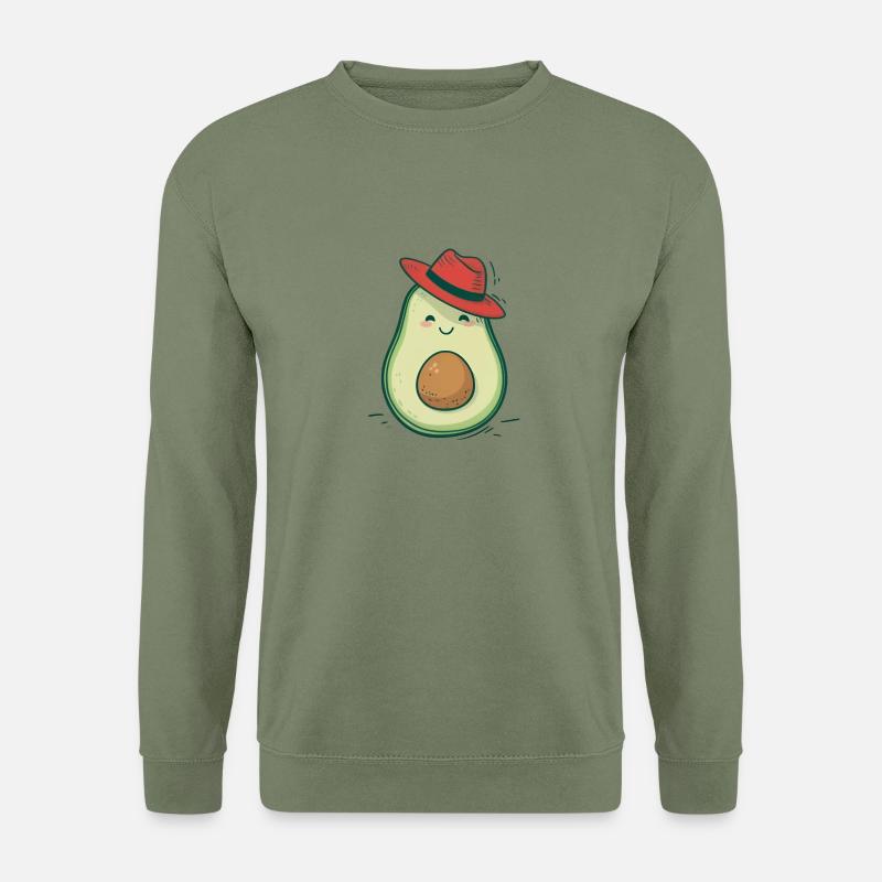 Glückliche Avocado mit Hut - Unisex Pullover - Armeegrün