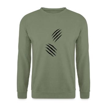 Two_Claws - Sweat-shirt Unisexe - vert militaire - Devant - Alina (178cm) & Michal (187cm)