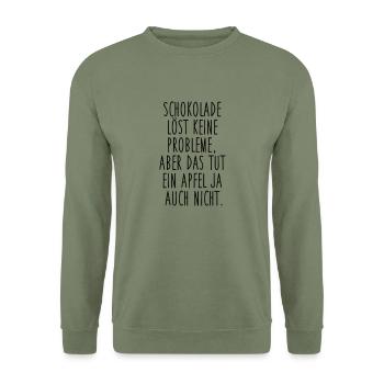 Schokolade vs. Apfel - Unisex Pullover - Armeegrün - Vorne - Alina (178cm) & Michal (187cm)