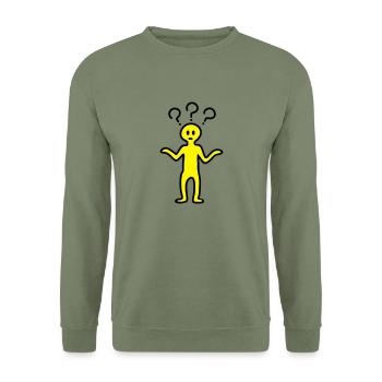 Fragezeichen Männchen - Unisex Pullover - Armeegrün - Vorne - Alina (178cm) & Michal (187cm)
