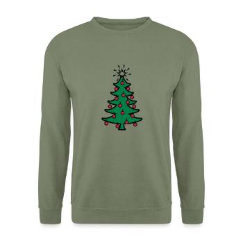 Noël / arbre de Noël (3c) - Sweat-shirt Unisexe - vert militaire - Devant - Alina (178cm) & Michal (187cm)