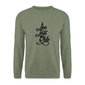 Live Love Ride - Unisex Sweatshirt - army green - Front - Alina (178cm) & Michal (187cm)