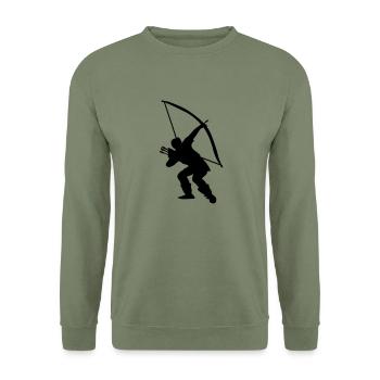 Archery longbow medieval design - Unisex Sweatshirt - army green - Front - Alina (178cm) & Michal (187cm)