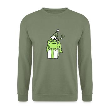 anniversaire seul solitaire triste célébrant des cadeaux - Sweat-shirt Unisexe - vert militaire - Devant - Alina (178cm) & Michal (187cm)