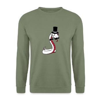 sir herr gentlemen zylinder reich monokel brille s - Unisex Pullover - Armeegrün - Vorne - Alina (178cm) & Michal (187cm)