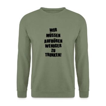 aufhoeren_zu_trinken - Unisex Pullover - Armeegrün - Vorne - Alina (178cm) & Michal (187cm)