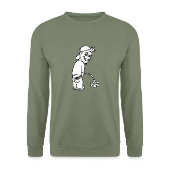 Pee Boy 2c - Unisex Pullover - Armeegrün - Vorne - Alina (178cm) & Michal (187cm)