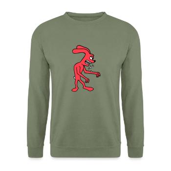 Bunny Monster Evil Ravenous Halloween Drool Spit - Unisex Sweatshirt - army green - Front - Alina (178cm) & Michal (187cm)