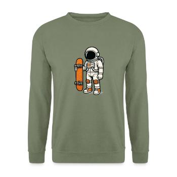 Astronaut Skateboard - Unisex Sweatshirt - army green - Front - Alina (178cm) & Michal (187cm)