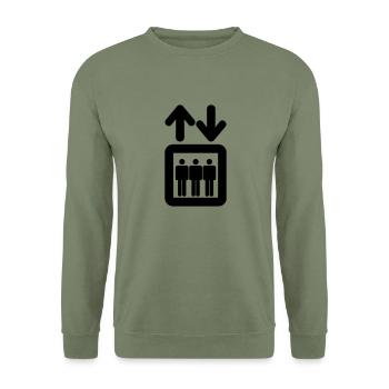 Fahrstuhl,Hochaus,Wolkenkratzer - Unisex Pullover - Armeegrün - Vorne - Alina (178cm) & Michal (187cm)