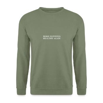Make Slovenia Healthy Again - Unisex Sweatshirt - army green - Front - Alina (178cm) & Michal (187cm)