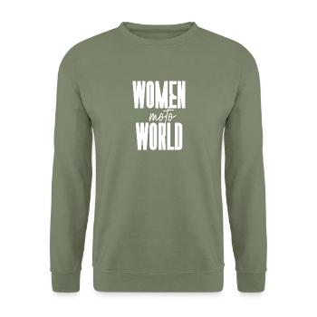 WMW logo white - Unisex Sweatshirt - army green - Front - Alina (178cm) & Michal (187cm)