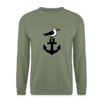 Anker Möwe Hafen - Unisex Sweatshirt - army green - Front - Alina (178cm) & Michal (187cm)