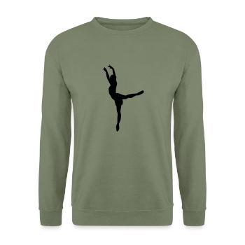 Vektor Balletttänzer Silhouette - Unisex Pullover - Armeegrün - Vorne - Alina (178cm) & Michal (187cm)