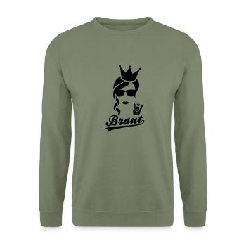 Braut - Team Braut - Junggesellinnenabschied - Unisex Pullover - Armeegrün - Vorne - Alina (178cm) & Michal (187cm)