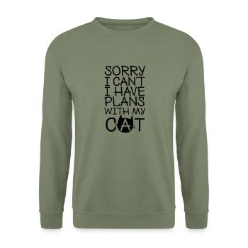 Sorry I Can't I Have Plans With My Cat - Unisex Sweatshirt - army green - Front - Alina (178cm) & Michal (187cm)