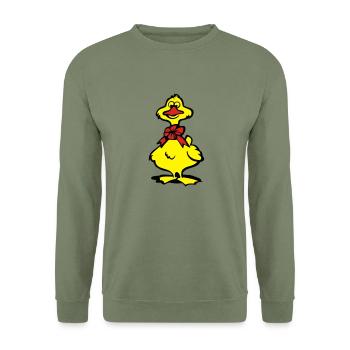 ente - Unisex Pullover - Armeegrün - Vorne - Alina (178cm) & Michal (187cm)