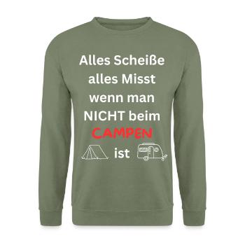 Funny Camping Outdoor Vacation Men Women - Unisex Sweatshirt - army green - Front - Alina (178cm) & Michal (187cm)