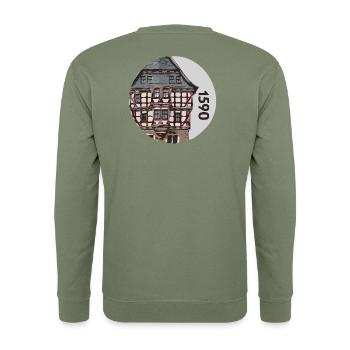 1590 Hochzeitshaus Fritzlar Germany - Unisex Pullover - Armeegrün - Hinten - Michal (187cm)