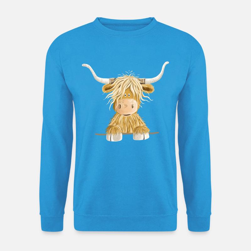 Lustiges Schottisches Hochlandrind Kuh Geschenk - Unisex Pullover - Meeresblau