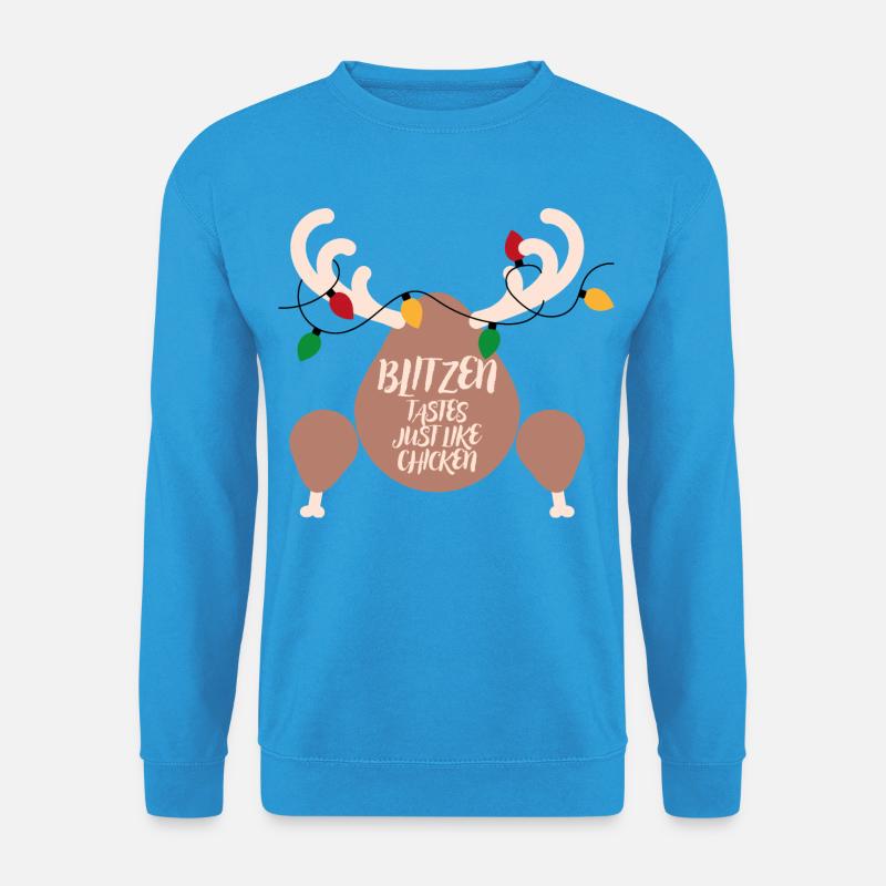 Dekorierter Oberschenkel: Hähnchengeschmack - Unisex Pullover - Meeresblau