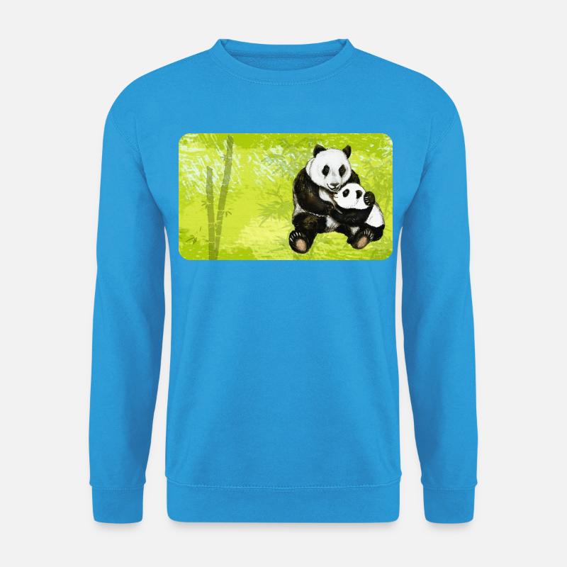 Mama Panda Bär mit Baby Panda - Unisex Pullover - Meeresblau