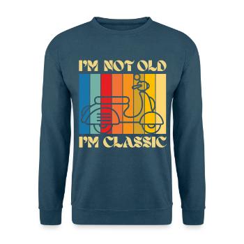 I'm Not Old, I'm Classic – Retro Scooter - Unisex Sweatshirt - sea blue - Front - Alina (178cm) & Michal (187cm)