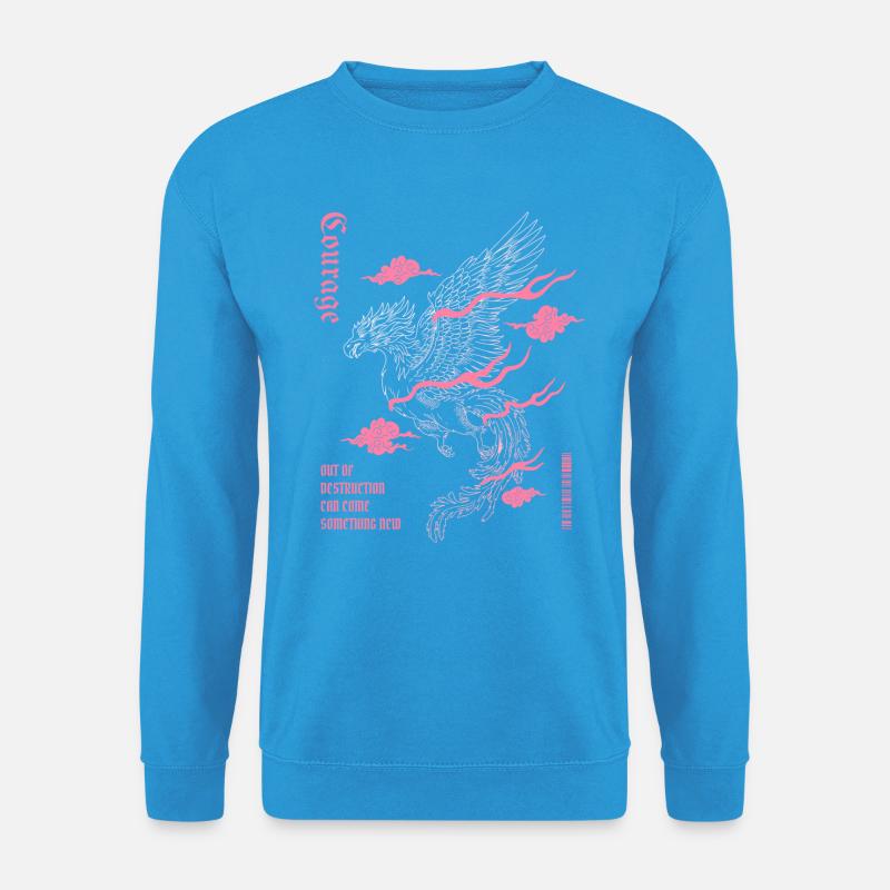 Courage – Phoenix Wiedergeburt Design - Unisex Pullover - Meeresblau