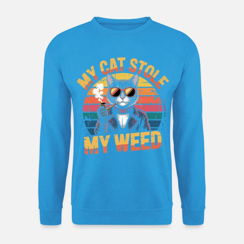 Retro Katze Kiffer Illustration - Unisex Pullover - Meeresblau