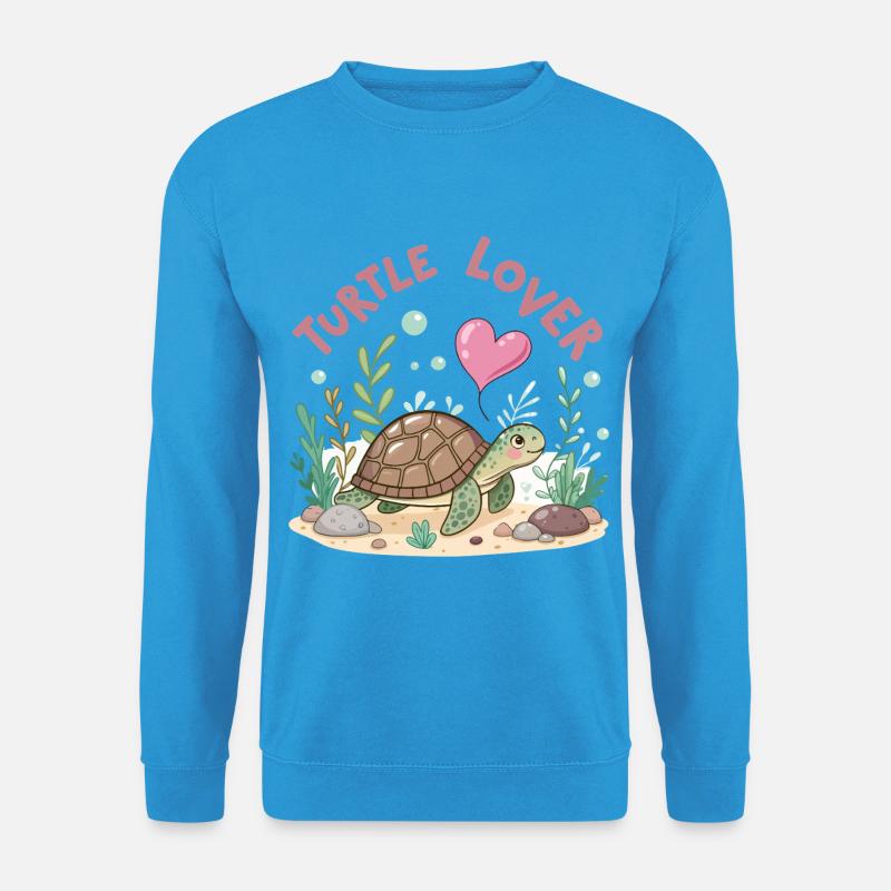 Pastellfarbene, verliebte Schildkröte - Unisex Pullover - Meeresblau