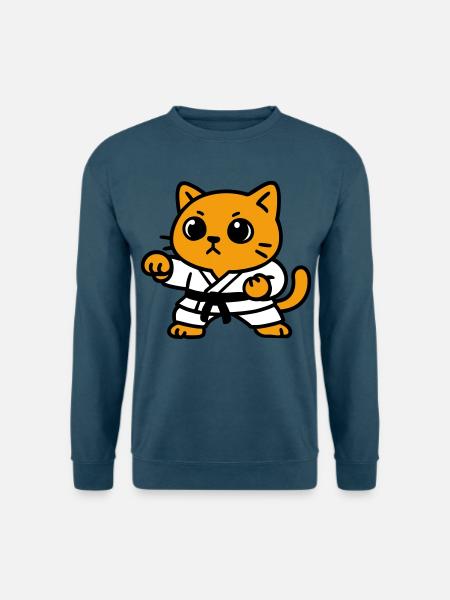 Cat fighter in karate suit - Unisex Sweatshirt - sea blue