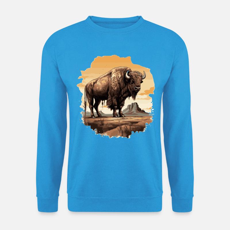 Majestischer Bison im Western-Stil - Unisex Pullover - Meeresblau
