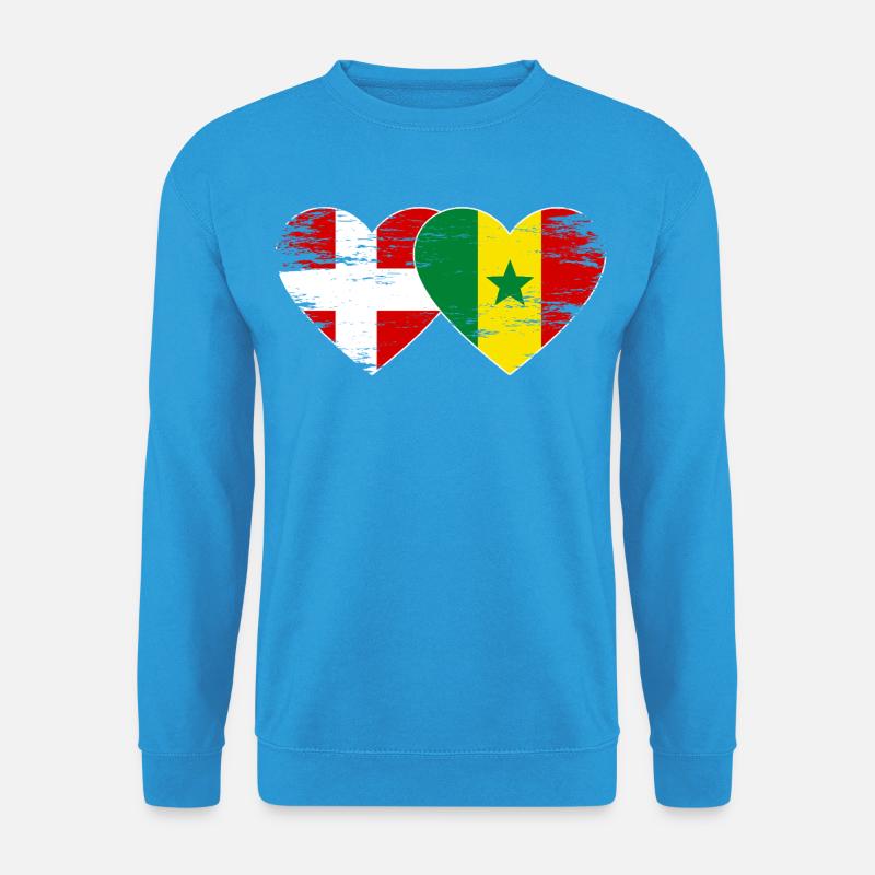 Dänemark Senegal Herz Flagge used - Unisex Pullover - Meeresblau