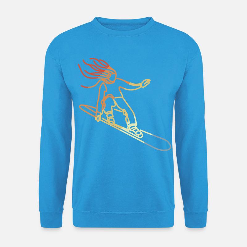 Retro Snowboarding Girl - Unisex Pullover - Meeresblau