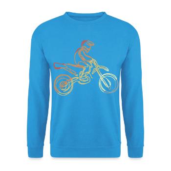 Croquis de pilote de motocross vintage - Sweat-shirt Unisexe - bleu mer - Devant - Alina (178cm) & Michal (187cm)