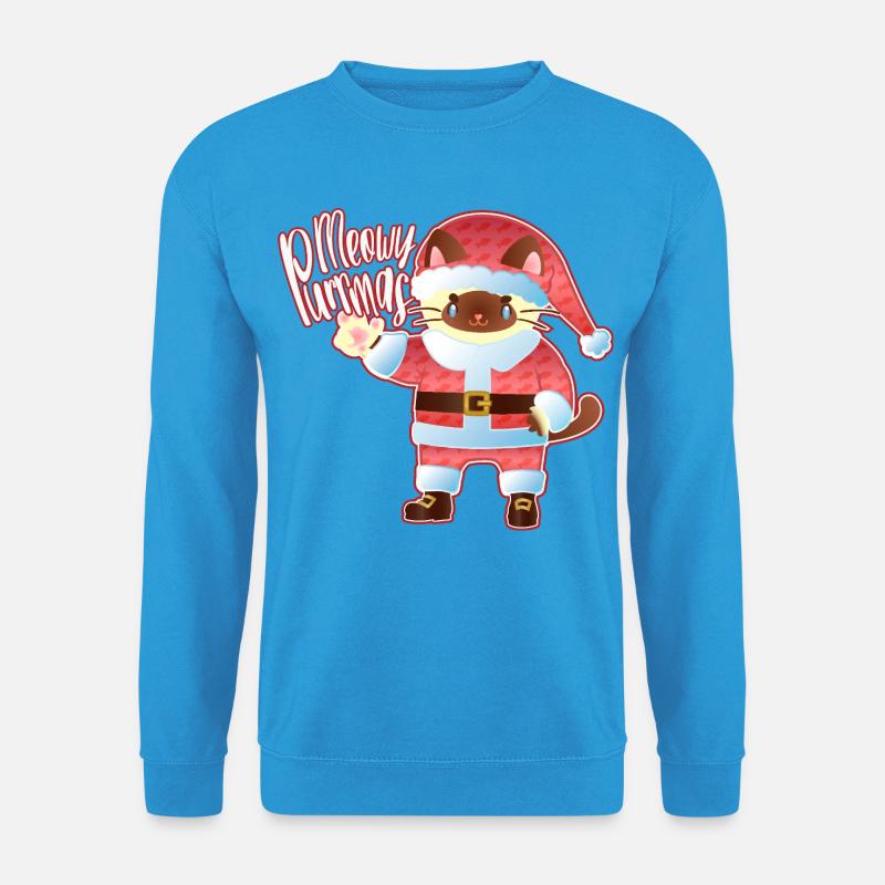 Meowy Purrmas Weihnachtsmann-Katzen-Kunst - Unisex Pullover - Meeresblau