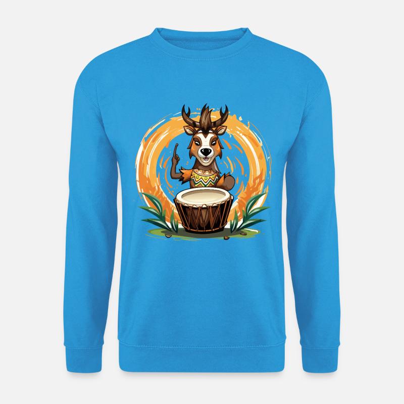 Trommelhirsch im wilden Kreis - Unisex Pullover - Meeresblau