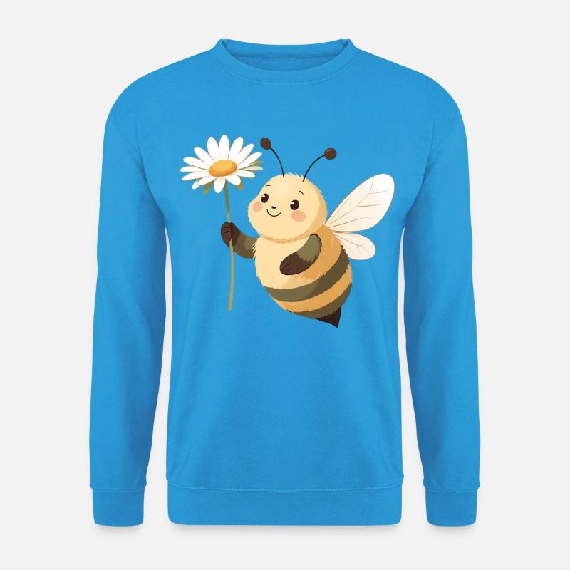 Blumenbiene Fröhliche Blume - Unisex Pullover - Meeresblau